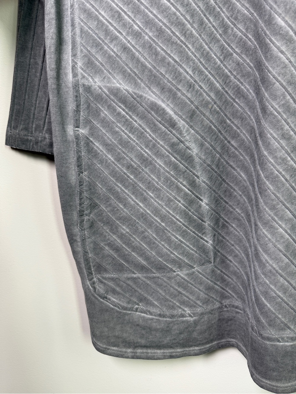 Focus Casual Life Mineral Wash Ribbed Tunic 3/4 Sleeve Gray Lagenlook Cotton M - Picture 2 of 8